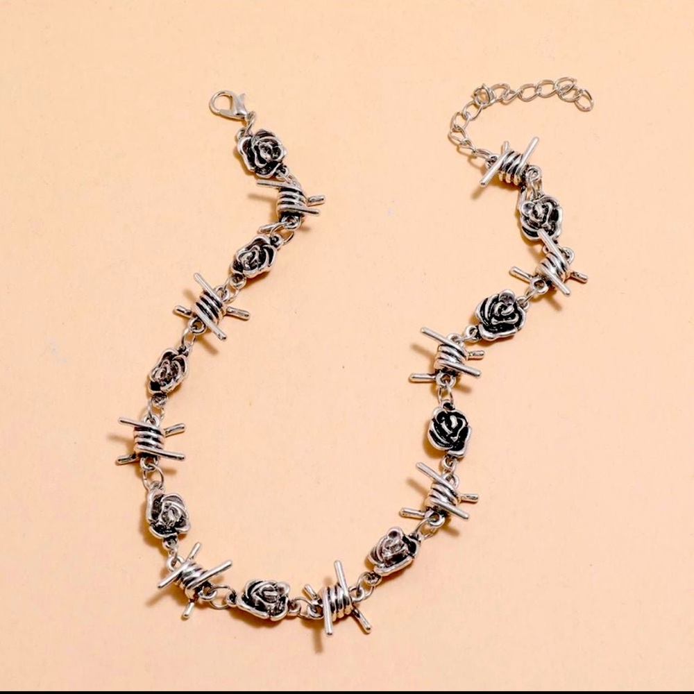 Rose and barbwire choker